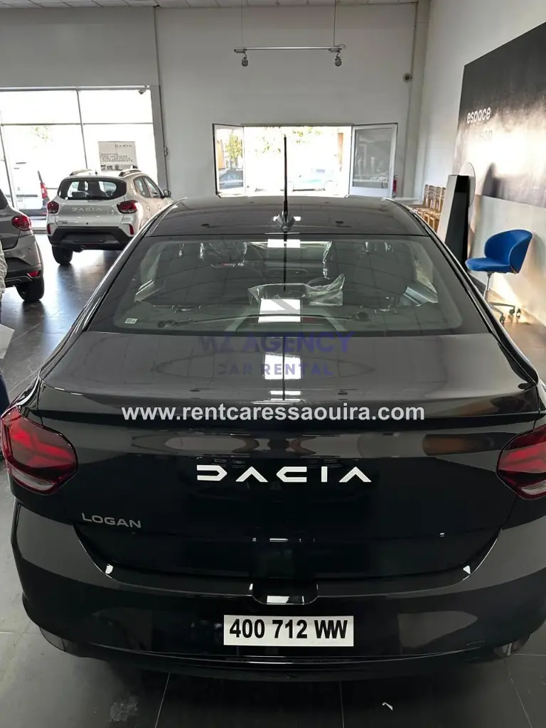 Black Dacia Logan rental Essaouira – new car delivery bay | Mz Agency