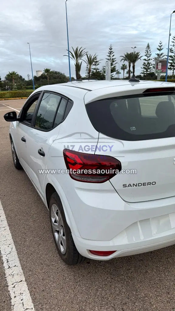 Dacia Sandero rental Essaouira – rear three-quarter affordable car | Mz Agency