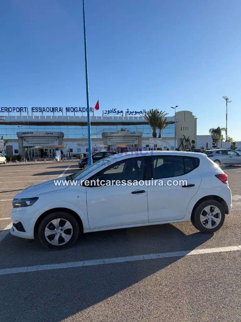 Dacia Sandero rental Essaouira – airport side profile economical city car | Mz Agency