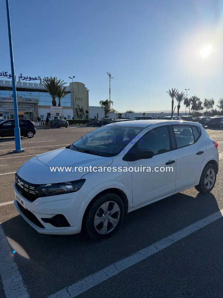 White Dacia Sandero rental Essaouira Mogador Airport – airport delivery | Mz Agency