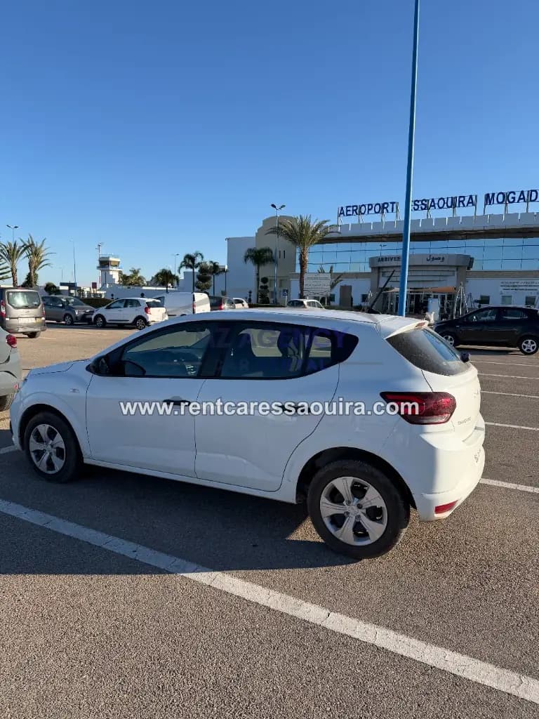 Dacia Sandero rental Essaouira – side view Mogador Airport | Mz Agency
