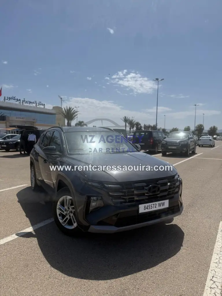 Hyundai Tucson rental Essaouira – front three-quarter comfortable SUV | Mz Agency