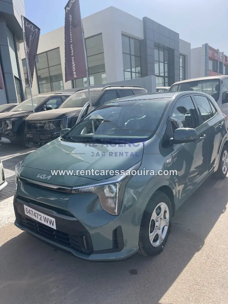Green Kia Picanto rental Essaouira – economical automatic city car | Mz Agency