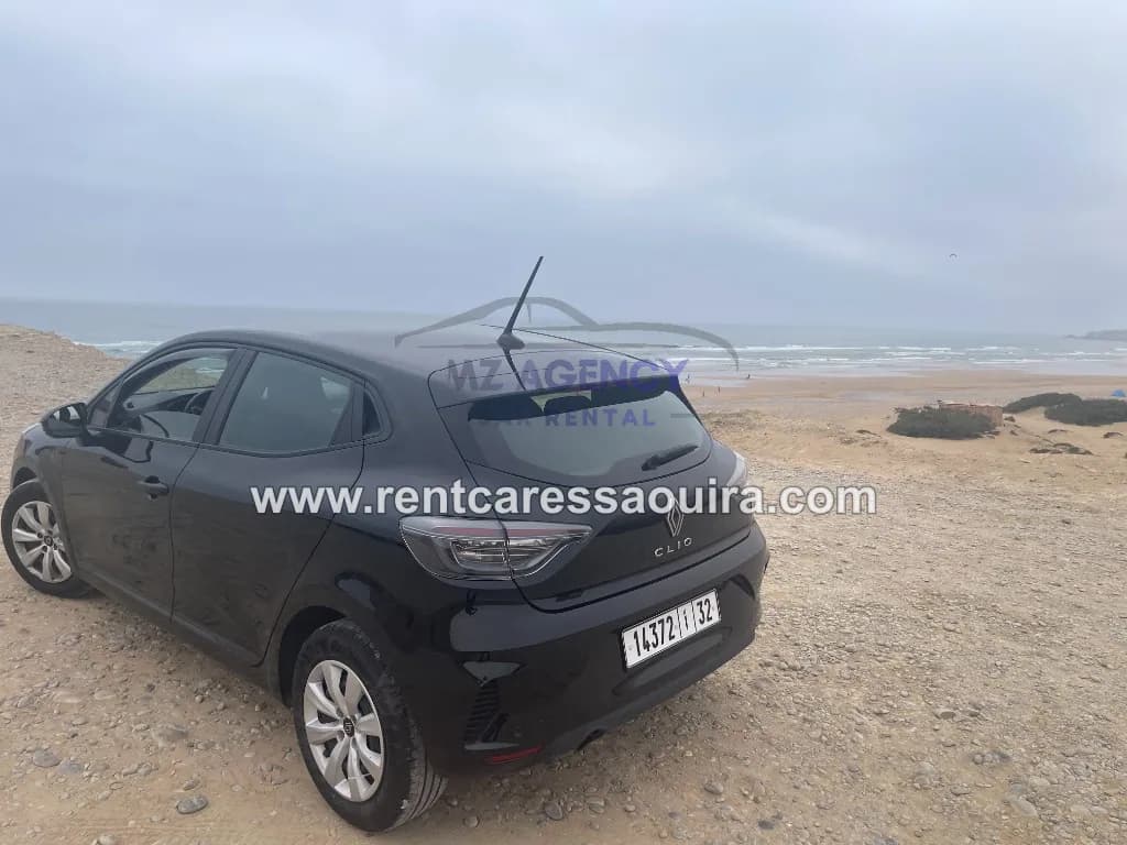 Renault Clio 5 rental Essaouira – rear three-quarter seaside | Mz Agency