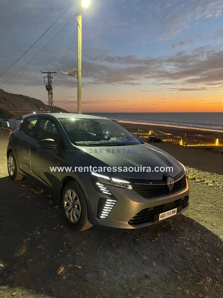 Black Renault Clio 5 rental Essaouira – desert road South Morocco | Mz Agency