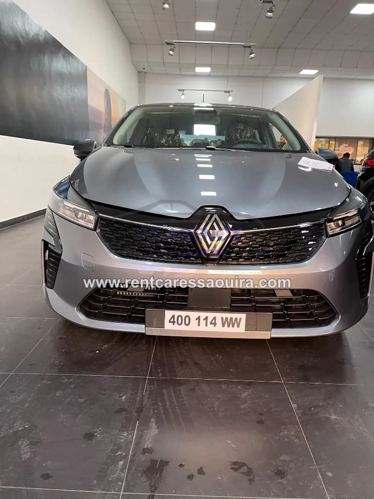 Grey Clio 5 rental Essaouira – LED taillights coastal evening | Mz Agency