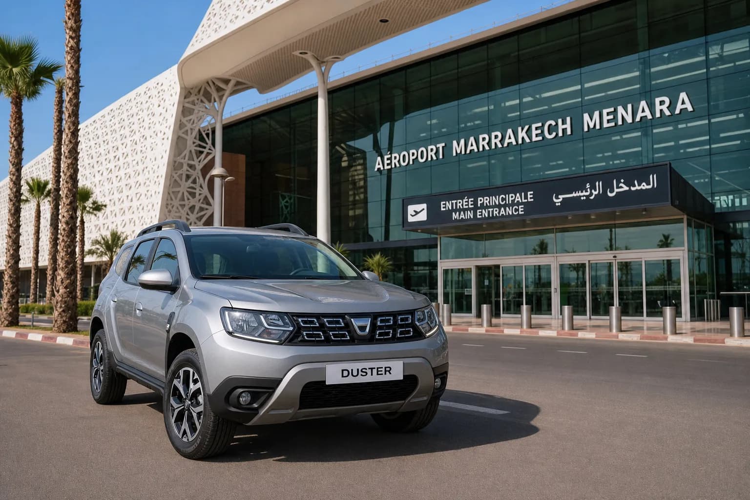 Dacia Duster devant l'aéroport de Marrakech