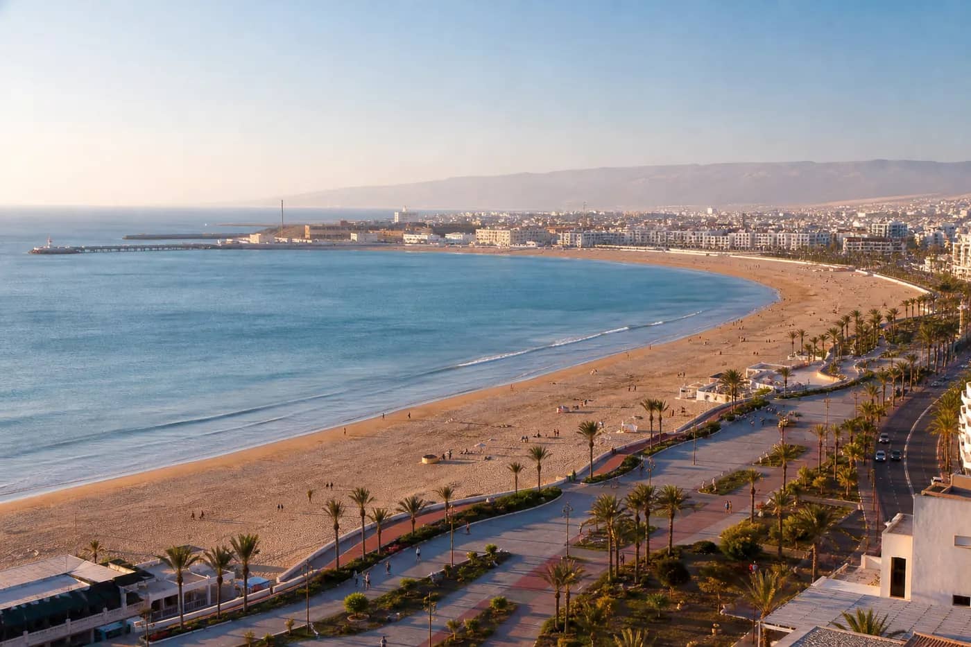 Panoramic view of Agadir beach and bay