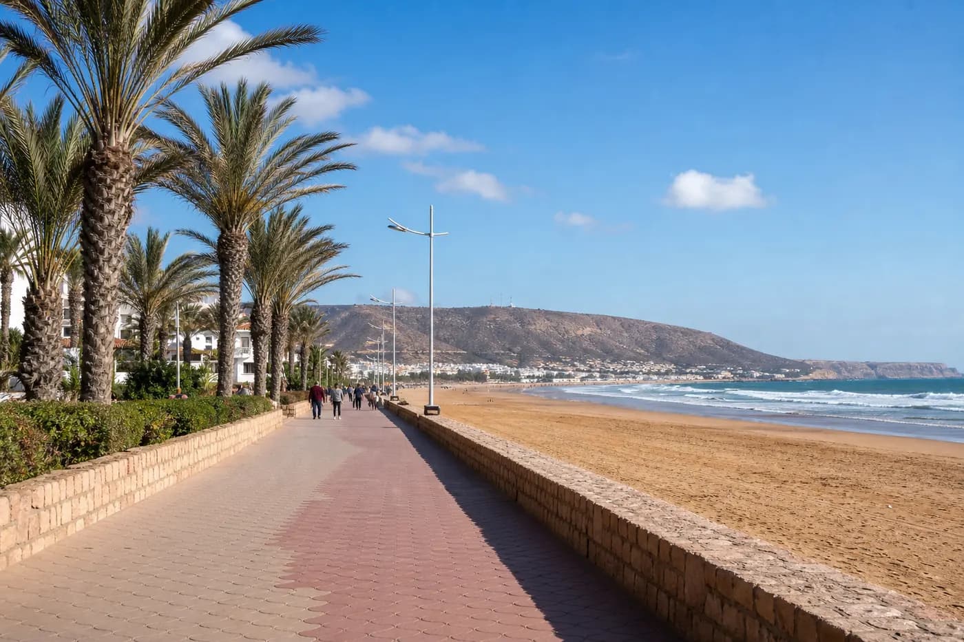 Agadir seafront promenade and beach
