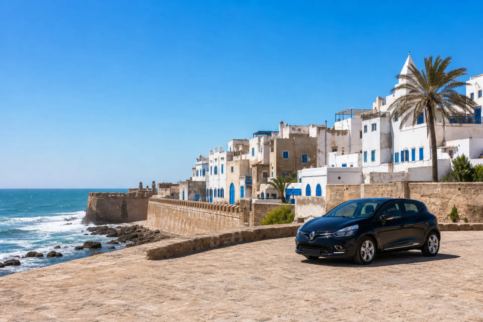 Panoramic view of Essaouira medina and harbour