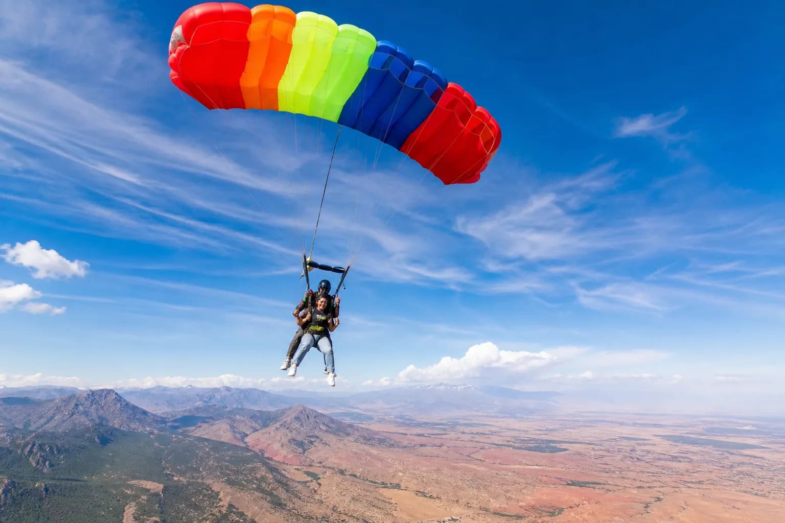 Parachute jump over the Moroccan landscape